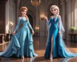 冰雪奇緣中舒適的艾莎，迪士尼公主們彼此對峙。