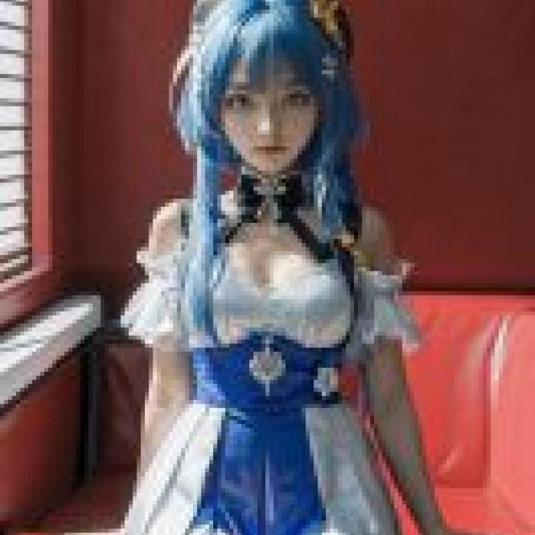 Griseo，Honka，Girl with blue hair wearing dress and black tie.