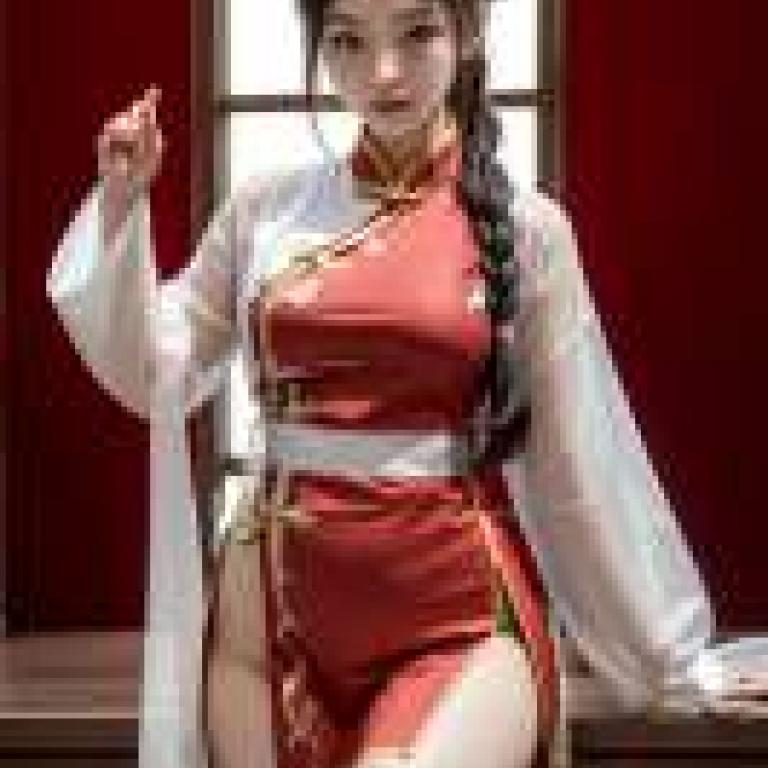 Chinese daughter clothing，A woman in red and white.