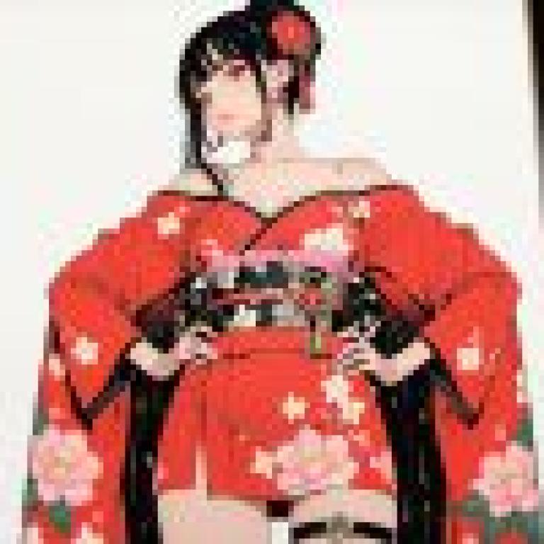 kimono，The Japanese art work shows the beauty of Asian women.