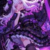 魔法貓女，一個有著白色頭髮和紫色連身裙的動漫女孩。