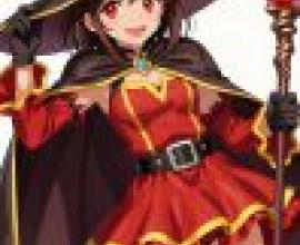 超級魔法，戴著黑色帽子、穿著紅色洋裝的動漫女孩。