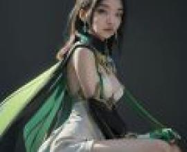 Nefer Genshin Impact，Girl with wings on arms and green on her head.