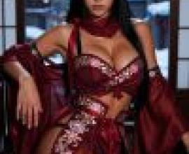 Special occupations，A woman in red wearing a skimpy outfit.