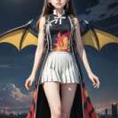 Ooba Juri Magia Record Quebick，一個穿著蝴蝶服裝的女孩站在月光下。