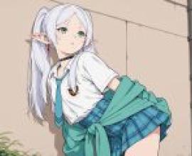 Frilian Urban Fantasy，A young girl wearing a tie and a school uniform.