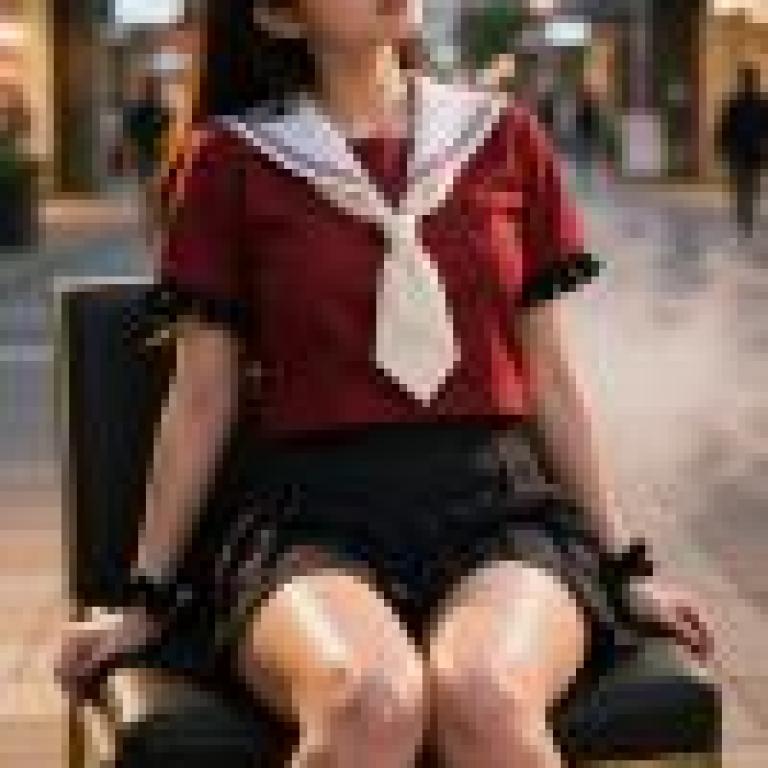 fantasy，Girl wearing a red shirt and sitting on chair.