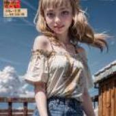 手機桌布，Sakura Nene 桜 ねね， New Game，寫實，一個穿著白襯衫和藍色牛仔褲的女孩。