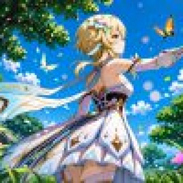 Genshin Impact，Girl in white dress with butterfly wings.