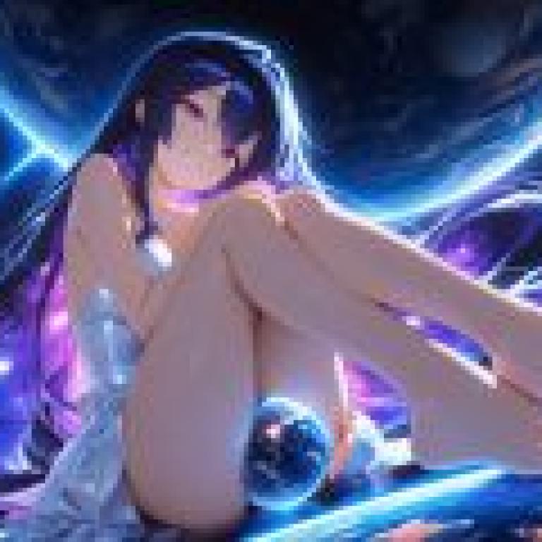 Mother of the Planet，Space girl with black and purple hair.