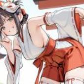 Charming witch，a girl with a cat ear ring and a peace sign.