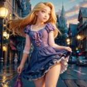 Real version， Disney， long -haired princess， magic hair， Princess Lepe， rainy night