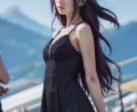 Lutecia Alpine Magical Girl Lyrical Nanoha ViVid，Woman with black dress and long hair.