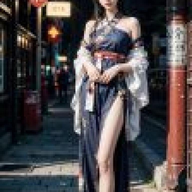 手機桌布，韓風長腿美女寫真，真人，東方優雅和服風情