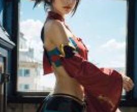 手機桌布，Luca Trulyworth，寫實，一名女子在窗前擺姿勢。