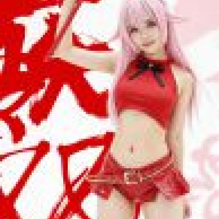Tempting wind，Red and pink girl holding sword.