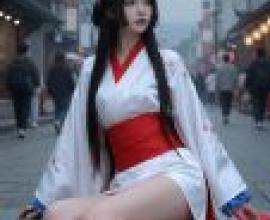 Time passed，A woman sitting down with Japanese clothing on in front of a moon.