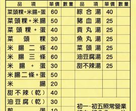 [菜單MENU][台中.西屯.外送] 王記.菜頭粿.糯米腸 --- 米腸.小吃.豬血湯 (2016年04月07日)