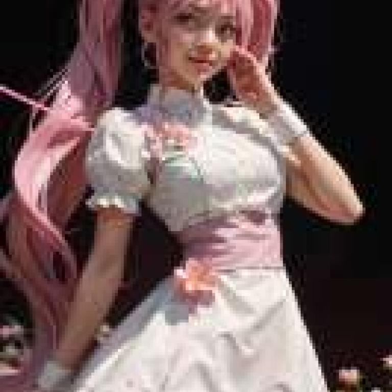 Omori Sweetheart，A girl with pink hair， looking down at her face.