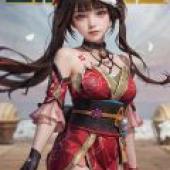 Star Dome Railway Fireworks，身穿紅色連身裙的女子。