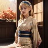 Aleksandra Pokryshkin Brave WitchesA girl wearing a kimono sitting on the floor.