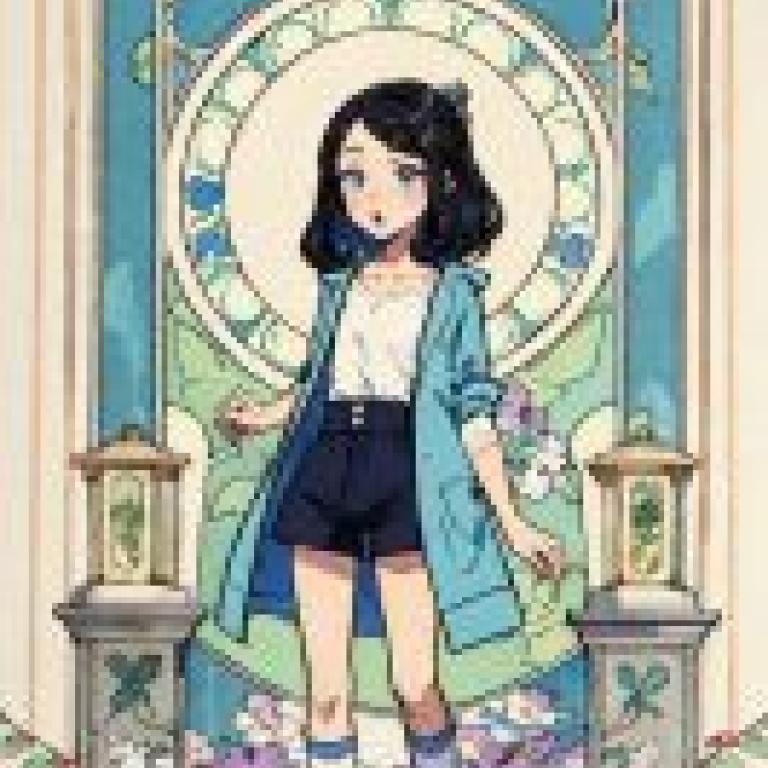 Liko，Pokemon，A girl in front of stained glass window.