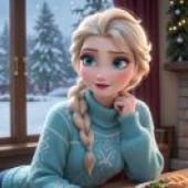 Frozen cozy elsa，The snow white girl is happy.