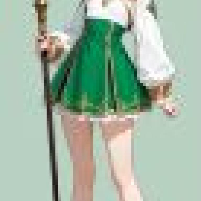 Magic Memories，A cartoon girl with green hair and green high heels.