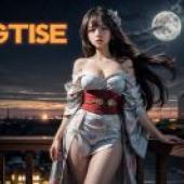 電腦桌布，和服美女，寫實，東京之夜