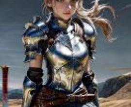 Female Warrior，A young girl is wearing a warriors costume.