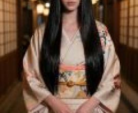 日本奇遇記，一位身穿和服的女子站在燈籠旁。