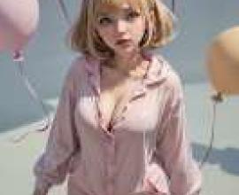 White Rabbit in a Dream，Girl in pink bunny costume.