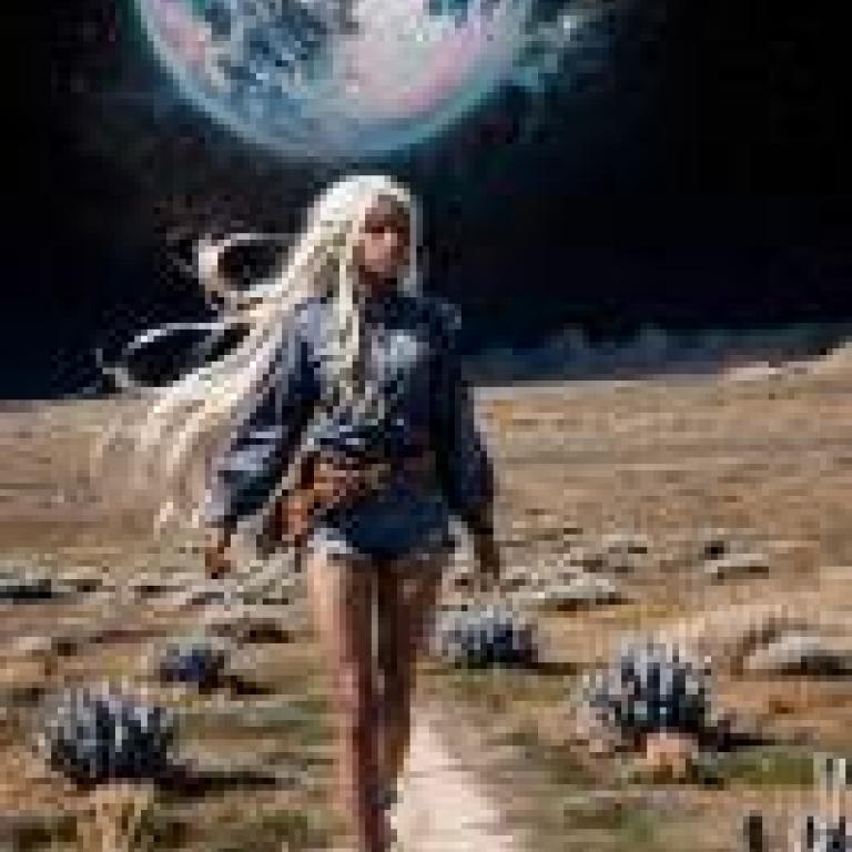 手機桌布，Edge of the World， EotW，寫實，一個穿著牛仔褲和背心的女孩穿越沙漠。