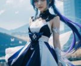 Griseo，Honka，身穿藍白洋裝的女孩。