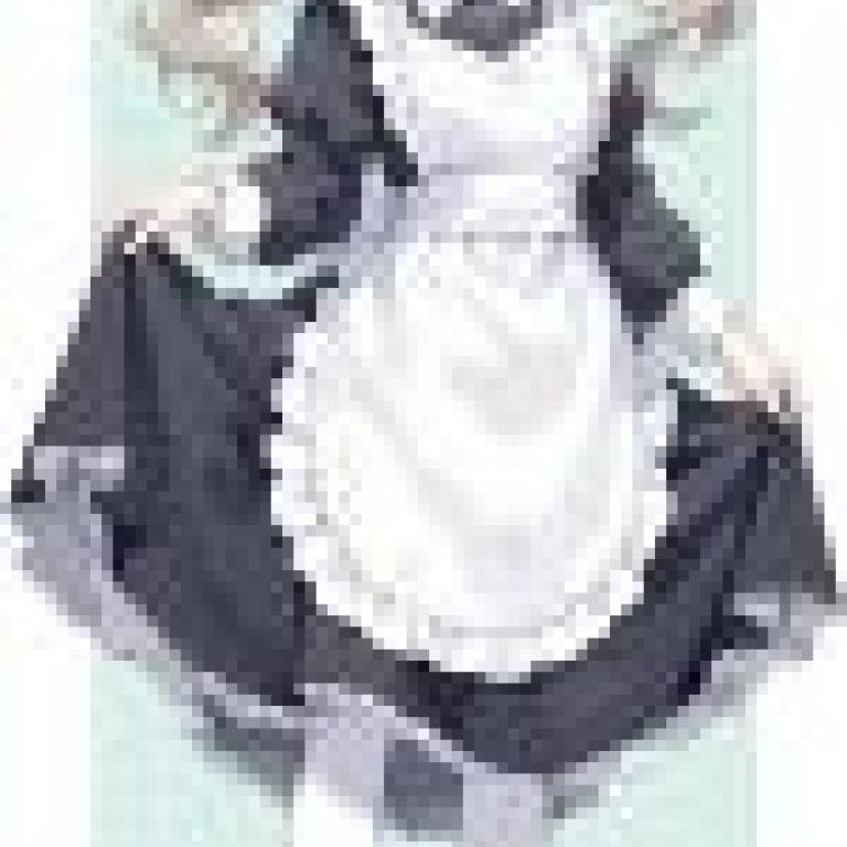 Maid，A little girl is wearing a black and white dress with ruffles.