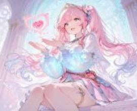Cupid，Girl in pink dress.