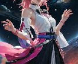 Asta Honkai Star Rail，一位身穿粉紅色衣服的女子頭戴「HARD」字樣頭飾。