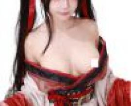 Ancient Fantasy，Asian women with red bow in hair， no shirt.
