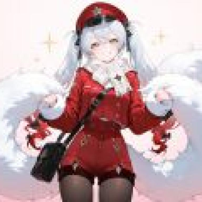 軍裝少女，身穿紅色外套、白色翅膀的動漫少女。
