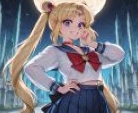 Sailor Moon，A girl with the moon in her hair.