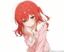 kita，A young girl with red hair in pink pajamas.
