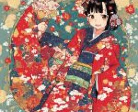 girls，Japanese girl is holding flowers.