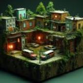 Miniature city，City made of Lego blocks.