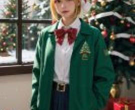 Ijichi Nijika Bocchi the Rock，A girl in Christmas hat and sweater.