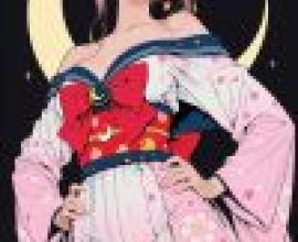 kimono，A cartoon illustration of a girl in an anime style outfit.