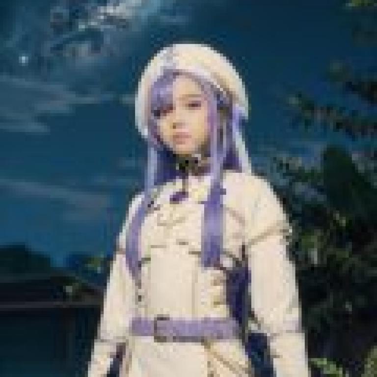 Hakubo Dusk Beyond the End of the World，A girl with blue hair and white clothes.