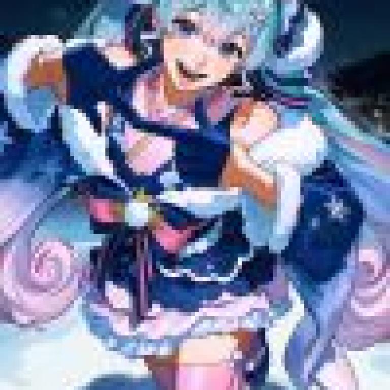 Hatsune Miku，A girl wearing a pink outfit is dancing on ice.