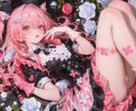 Magical Girl Flower，A girl with pink hair laying on the floor.