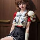 獅堂光 魔法騎士雷阿斯 Hikaru_Shidou，穿著戲服擺姿勢拍照的女孩。