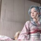 幽遊白書，牡丹，蝶舞花夜 - 秋花蝴蝶，和服下，牡丹女孩在花瓣中獨奏。